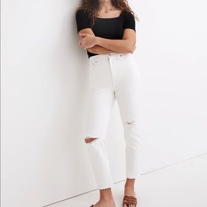 Madewell The Perfect Vintage Crop Jean in Tile White: Knee-Rip Edition 33